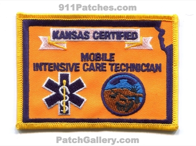Kansas State Certified Mobile Intensive Care Technician Patch (Kansas)
Scan By: PatchGallery.com
Keywords: ems ambulance mict