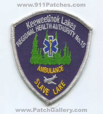 Keeweetinok Lakes Regional Health Authority Number 15 Ambulance Slave Lake EMS Patch (Canada AB)
Scan By: PatchGallery.com
Keywords: no. #15