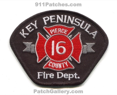 Key Peninsula Fire Department Pierce County District 16 Patch (Washington)
Scan By: PatchGallery.com
Keywords: dept. co. dist. number no. #16