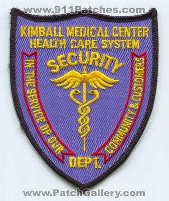 Kimball Medical Center Health Care System Security Department Patch (New Jersey)
Scan By: PatchGallery.com
Keywords: hospital dept.
