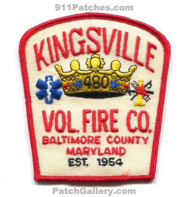 Kingsville Volunteer Fire Company 480 Baltimore County Patch (Maryland)
Scan By: PatchGallery.com
Keywords: vol. co. est. 1954