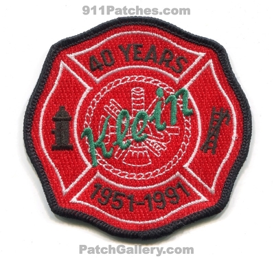 Klein Fire Department 40 Years Patch (Texas)
Scan By: PatchGallery.com
Keywords: dept. 1951-1991