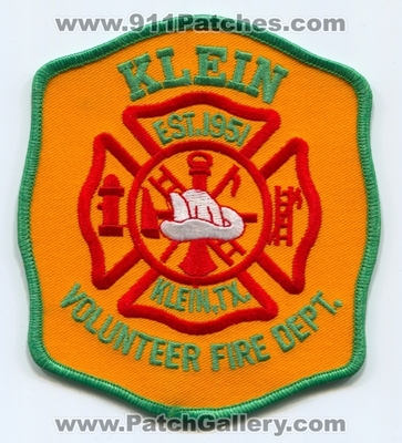 Klein Volunteer Fire Department Patch (Texas)
Scan By: PatchGallery.com
Keywords: vol. dept. tx.