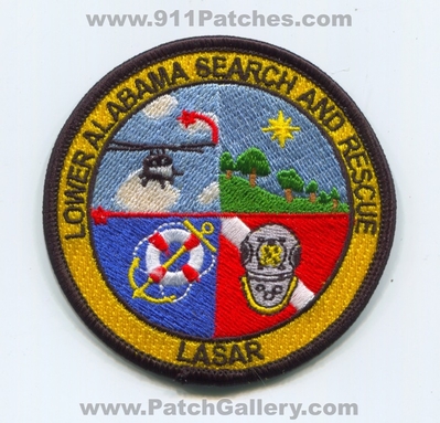 Lower Alabama Search and Rescue LASAR Patch (Alabama)
Scan By: PatchGallery.com
Keywords: l.a.s.a.r.