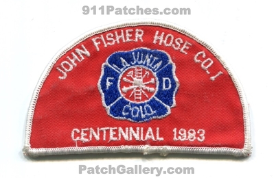 La Junta Fire Department John Fisher Hose Company 1 Patch (Colorado)
[b]Scan From: Our Collection[/b]
Keywords: lajunta dept. co. centennial 1983