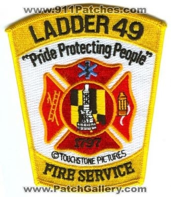 Ladder 49 Movie Fire Service Patch (Maryland)
Scan By: PatchGallery.com
Keywords: baltimore city fire department dept. bcfd b.c.f.d. film touchstone pictures pride protecting people