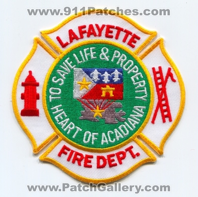 Lafayette Fire Department Patch (Louisiana)
Scan By: PatchGallery.com
Keywords: Dept. To Save Life & Property - Heart of Acadiana
