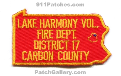 Lake Harmony Volunteer Fire Department District 17 Carbon County Patch (Pennsylvania)
Scan By: PatchGallery.com
Keywords: vol. dept. dist. co.