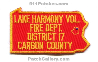 Lake Harmony Volunteer Fire Department District 17 Carbon County Patch (Pennsylvania)
Scan By: PatchGallery.com
Keywords: vol. dept. dist. co.