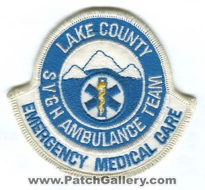 Lake County SVGH Ambulance Team Patch (Colorado)
[b]Scan From: Our Collection[/b]
Keywords: ems saint st vincents general hospital emergency medical care
