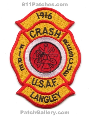 Langley Air Force Base AFB Crash Fire Rescue CFR Department USAF Military Patch (Virginia)
Scan By: PatchGallery.com
Keywords: dept. arff aircraft airport firefighter firefighting 1916