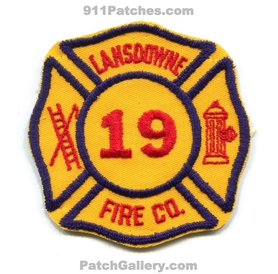 Lansdowne Fire Company 19 Patch (Pennsylvania)
Scan By: PatchGallery.com
Keywords: co. department dept.