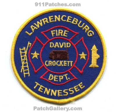 Lawrenceburg Fire Department Patch (Tennessee)
Scan By: PatchGallery.com
Keywords: dept. david crockett