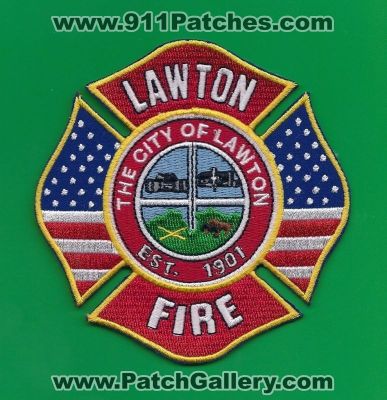 Lawton Fire Department (Oklahoma)
Thanks to PaulsFirePatches.com for this scan. 
Keywords: dept. the city of
