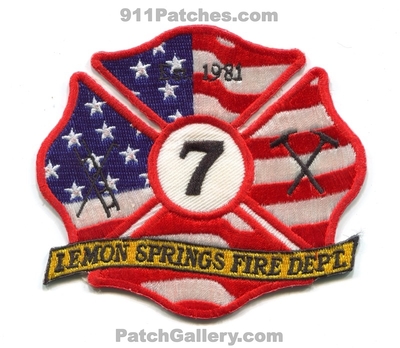 Lemon Springs Fire Department 7 Patch (North Carolina)
Scan By: PatchGallery.com
Keywords: dept. est. 1981