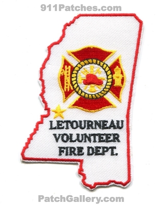 Letourneau Volunteer Fire Department Patch (Mississippi)
Scan By: PatchGallery.com
Keywords: vol. dept.