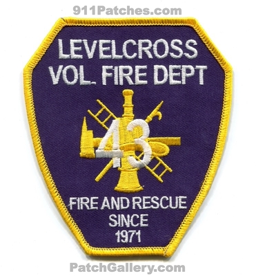 Level Cross Volunteer Fire Rescue Department 43 Patch (North Carolina)
Scan By: PatchGallery.com
Keywords: and dept. since 1971