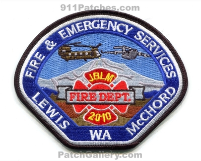 Joint Base Lewis McChord Fire Department USAF Military Patch (Washington)
Scan By: PatchGallery.com
Keywords: JBLM J.B.L.M. United States Air Force Base AFB A.F.B. & and Emergency Services 2010 - Helicopter Plane