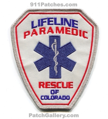 Lifeline Paramedic Rescue of Colorado Patch (Colorado) (Defunct)
[b]Scan From: Our Collection[/b]
Keywords: ems