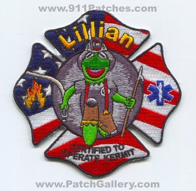 Lillian Fire Department Certified to Operate Kermit Patch (Alabama)
Scan By: PatchGallery.com
Keywords: dept. the frog