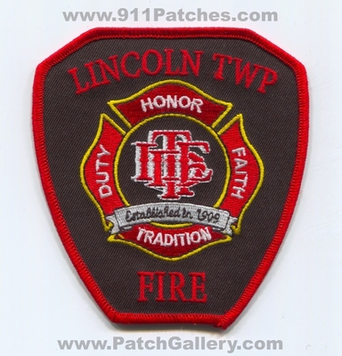 Lincoln Charter Township Fire Department Patch (Michigan)
Scan By: PatchGallery.com
Keywords: twp. dept. honor tradition duty faith established 1909