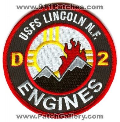 Lincoln National Forest D2 Engines USFS Patch (New Mexico)
Scan By: PatchGallery.com
Keywords: u.s.f.s. nf n.f. fire wildfire wildland united states forest service u.s.f.s.