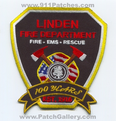 Linden Fire Department 100 Years Patch (New Jersey)
Scan By: PatchGallery.com
Keywords: dept. ems rescue est. 1916