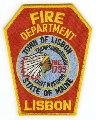 Lisbon Fire Department
Thanks to PaulsFirePatches.com for this scan.
Keywords: maine town of