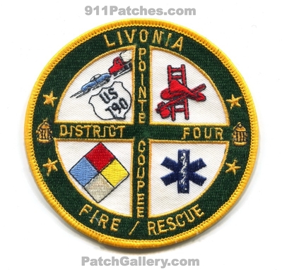 Livonia Fire Rescue Department District 4 Pointe Coupee Patch (Louisiana)
Scan By: PatchGallery.com
Keywords: dept. dist. number no. #4 four