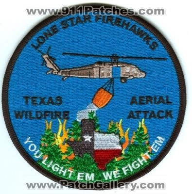 Lone Star Firehawks Texas Wildfire Aerial Attack Patch (Texas)
[b]Scan From: Our Collection[/b]
Keywords: wildland helicopter