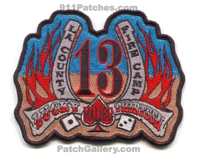 Los Angeles County Fire Department Camp 13 Patch (California)
Scan By: PatchGallery.com
Keywords: co. of dept. lacofd l.a.co.f.d. company station lucky thirteen malibu forest wildfire wildland