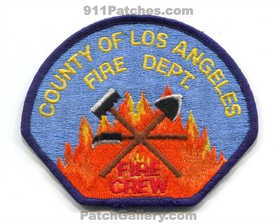Los Angeles County Fire Department Fire Crew Patch (California)
Scan By: PatchGallery.com
Keywords: co. of dept. lacofd l.a.co.f.d. forest wildfire wildland