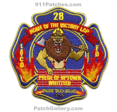 Los Angeles County Fire Department Station 28 Patch (California)
Scan By: PatchGallery.com
Keywords: co. of dept. lacofd l.a.co.f.d. engine truck squad company home of the victory lap pride of uptown whittier