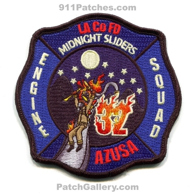 Los Angeles County Fire Department Station 32 Patch (California)
Scan By: PatchGallery.com
Keywords: co. of dept. lacofd l.a.co.f.d. engine squad company midnight sliders azusa