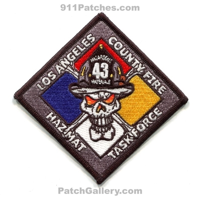 Los Angeles County Fire Department HazMat Task Force 43 Patch (California)
Scan By: PatchGallery.com
Keywords: Co. of Dept. LACoFD L.A.Co.F.D. Haz-Mat Hazardous Materials Company Station Skull