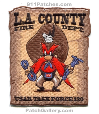 Los Angeles County Fire Department Station USAR Task Force 130 Patch (California)
Scan By: PatchGallery.com
Keywords: co. of dept. lacofd l.a.co.f.d. yosemite sam