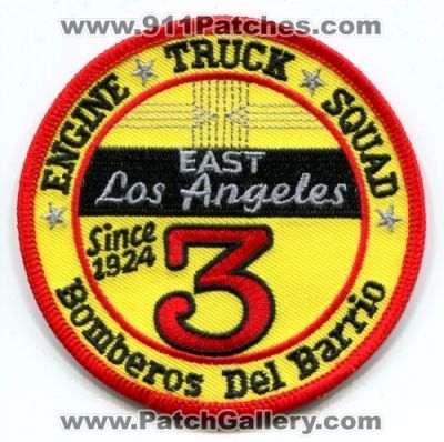 Los Angeles County Fire Department Station 3 (California)
Scan By: PatchGallery.com
Keywords: dept. lacofd l.a.co.f.d. company engine truck squad east bomberos del barrio
