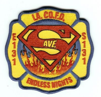 Los Angeles County Fire Station 131
Thanks to PaulsFirePatches.com for this scan.
Keywords: california engine squad superman la co fd