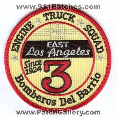 Los Angeles County Fire Department Station 3 Patch (California)
Scan By: PatchGallery.com
Keywords: dept. lacofd l.a.co.f.d. company engine truck squad east bomberos del barrio