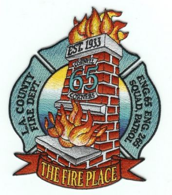 Los Angeles County Fire Station 65
Thanks to PaulsFirePatches.com for this scan.
Keywords: california cornell corners 265 engine squad patrol la co fd