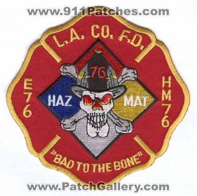 Los Angeles County Fire Department Station 76 Patch (California)
Scan By: PatchGallery.com
Keywords: dept. lacofd l.a.co.f.d. e76 hm76 hazmat haz-mat bad to the bone company