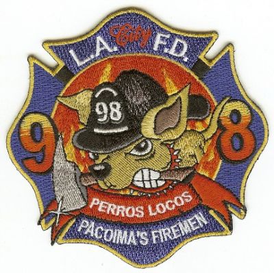 Los Angeles Fire Station 98
Thanks to PaulsFirePatches.com for this scan.
Keywords: california city lafd