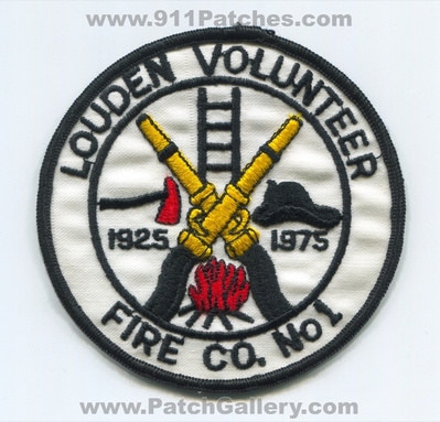 Louden Volunteer Fire Company Number 1 50 Years Patch (New Jersey)
Scan By: PatchGallery.com
Keywords: vol. co. no. #1 department dept. 1925 1975