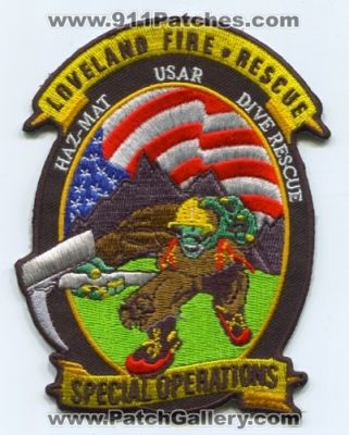Loveland Fire Rescue Department Special Operations Patch (Colorado)
[b]Scan From: Our Collection[/b]
Keywords: dept. haz-mat hazmat usar diver rescue scuba