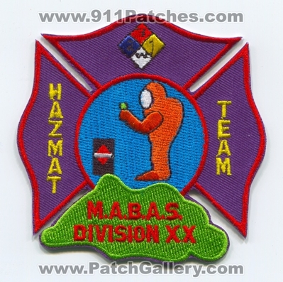 Mutual Aid Box Alarm System MABAS Division 20 HazMat Team Patch (Illinois)
Scan By: PatchGallery.com
Keywords: m.a.b.a.s. fire department dept. xx haz-mat
