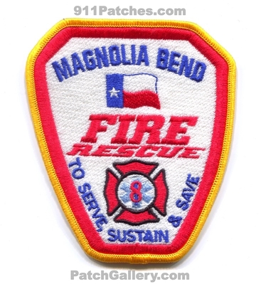 Magnolia Bend Fire Rescue Department Patch (Texas)
Scan By: PatchGallery.com
Keywords: dept. to serve sustain & and save