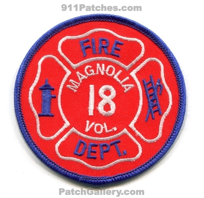 Magnolia Volunteer Fire Department 18 Patch (Texas)
Scan By: PatchGallery.com
Keywords: vol. dept.