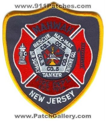 Mahwah Fire Department Patch (New Jersey)
Scan By: PatchGallery.com
Keywords: dept. company 1 2 3 4 5 rescue haz-mat hazmat air supply engine co. tanker station