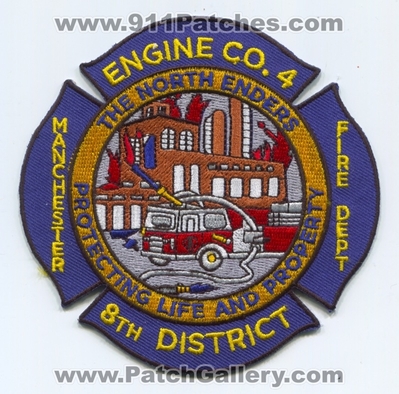 Manchester Fire Department Engine 4 8th District Patch (Connecticut)
Scan By: PatchGallery.com
Keywords: Dept. Company Co. Station Dist. The North Enders Protecting Life and Property