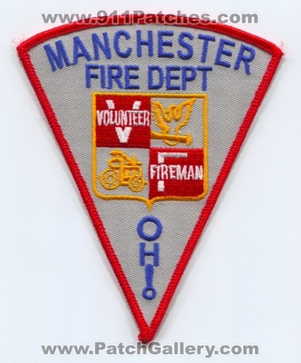 Manchester Fire Department Volunteer Fireman Patch (Ohio)
Scan By: PatchGallery.com
Keywords: dept. vol.
